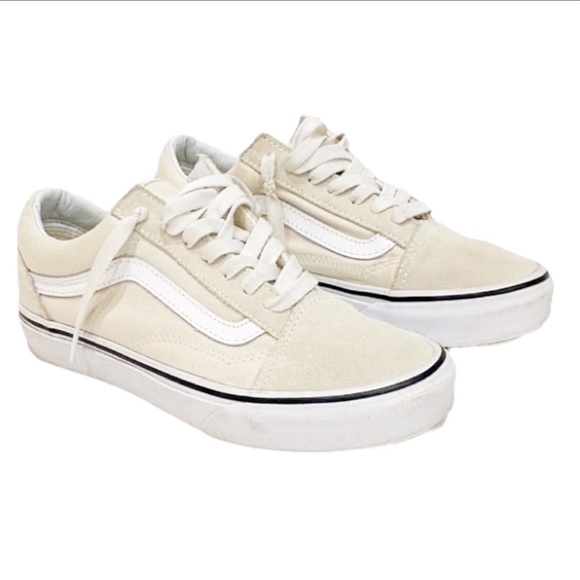 VANS Old Skool Classic Shoe Sneaker Boat Shoe Slip On Beige & White Size 4.5 - Picture 1 of 5